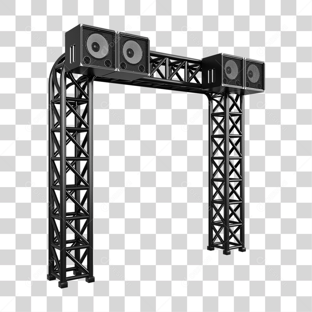 Estruturas Metálicas com Caixas de Som PNG Transparente