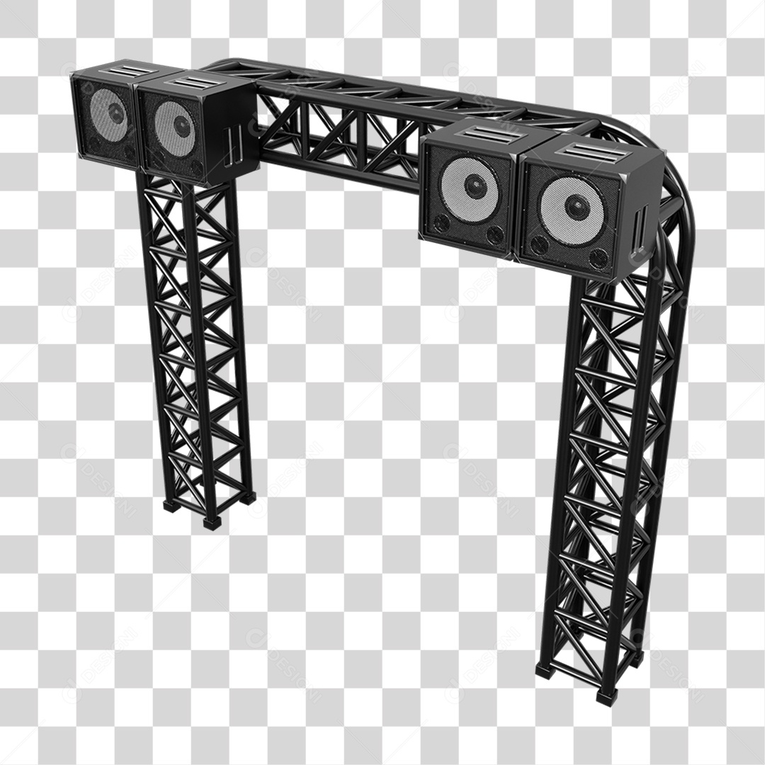 Estruturas Metálicas com Caixas de Som PNG Transparente