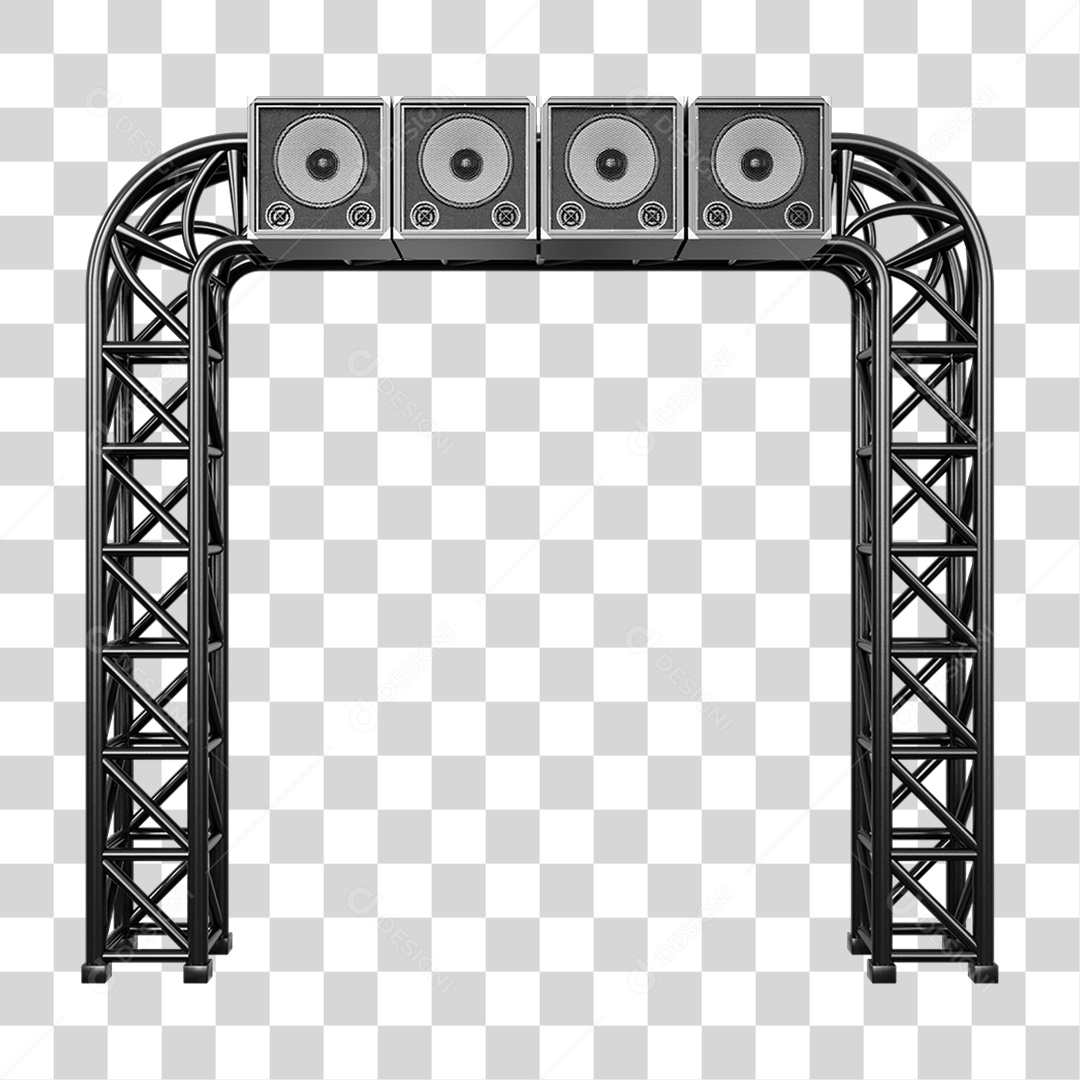Estruturas Metálicas com Caixas de Som PNG Transparente