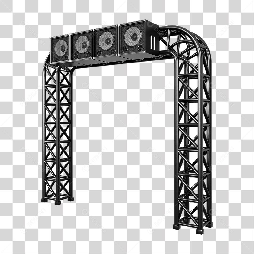 Estruturas Metálicas com Caixas de Som PNG Transparente