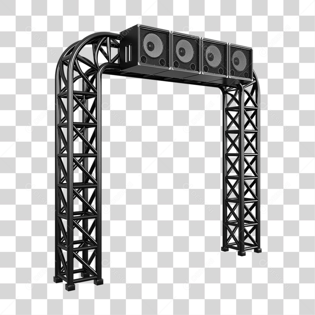 Estruturas Metálicas com Caixas de Som PNG Transparente