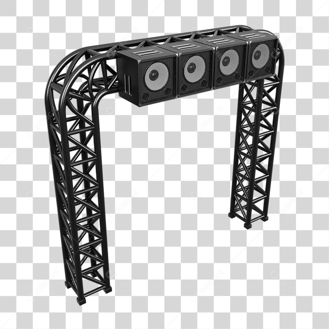 Estruturas Metálicas com Caixas de Som PNG Transparente