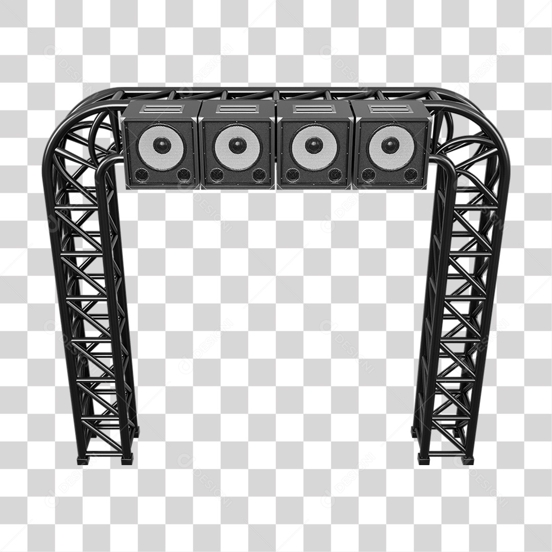 Estruturas Metálicas com Caixas de Som PNG Transparente