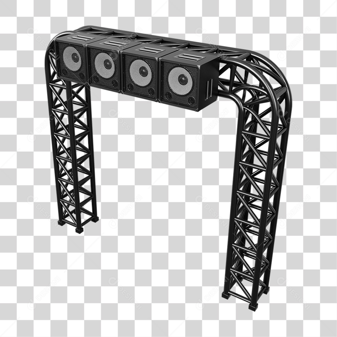 Estruturas Metálicas com Caixas de Som PNG Transparente