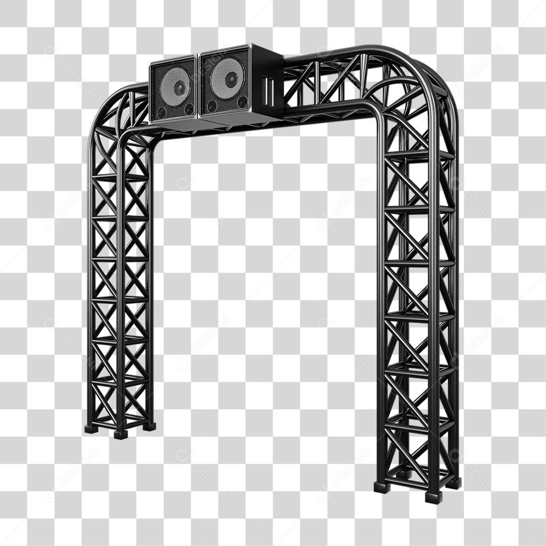 Estruturas Metálicas com Caixas de Som PNG Transparente