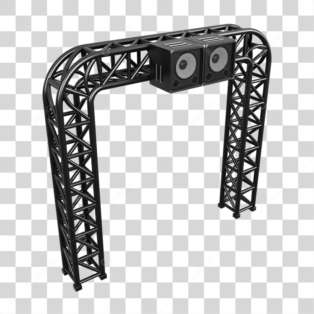 Estruturas Metálicas com Caixas de Som PNG Transparente