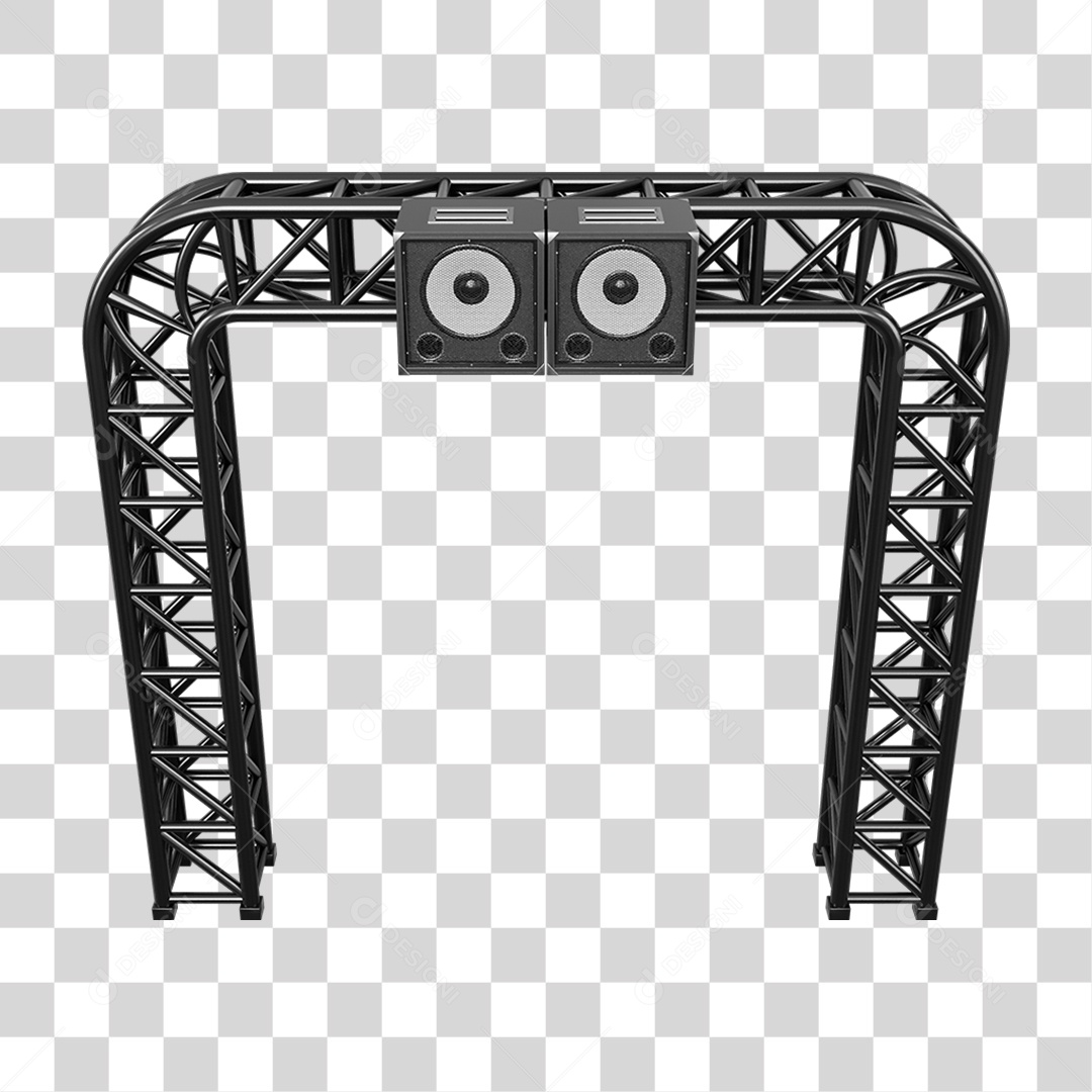 Estruturas Metálicas com Caixas de Som PNG Transparente