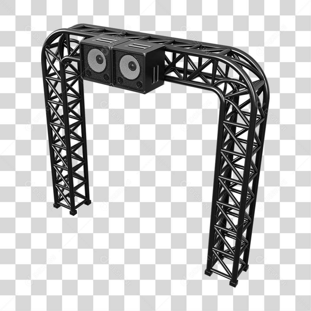 Estruturas Metálicas com Caixas de Som PNG Transparente