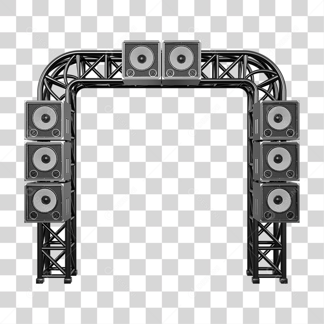 Estruturas Metálicas com Caixas de Som PNG Transparente