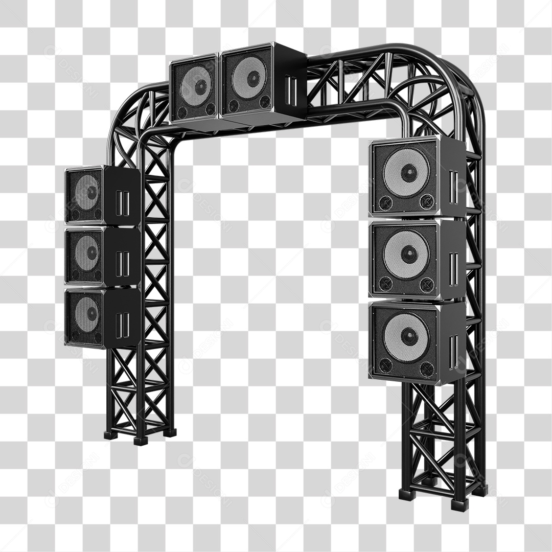 Estruturas Metálicas com Caixas de Som PNG Transparente