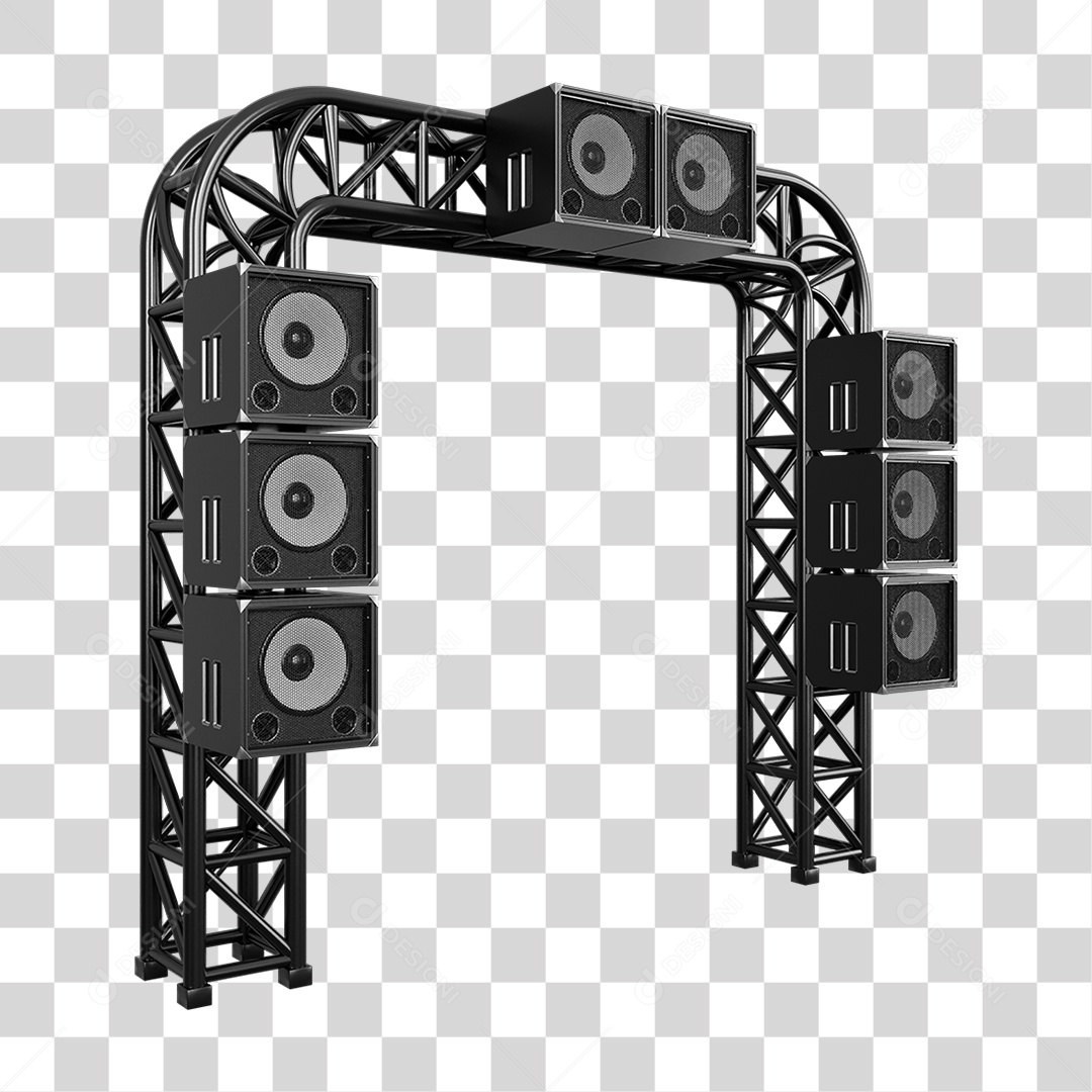 Estruturas Metálicas com Caixas de Som PNG Transparente