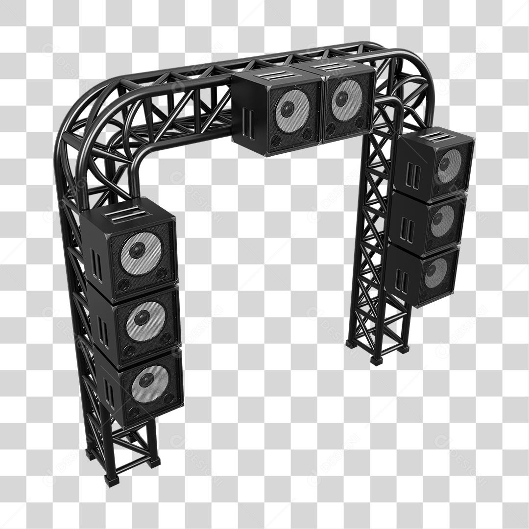 Estruturas Metálicas com Caixas de Som PNG Transparente