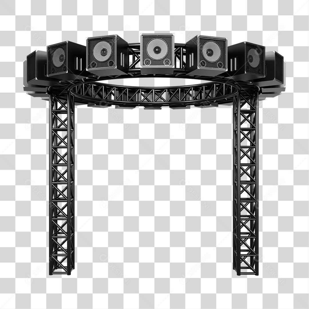 Estruturas Metálicas com Caixas de Som PNG Transparente