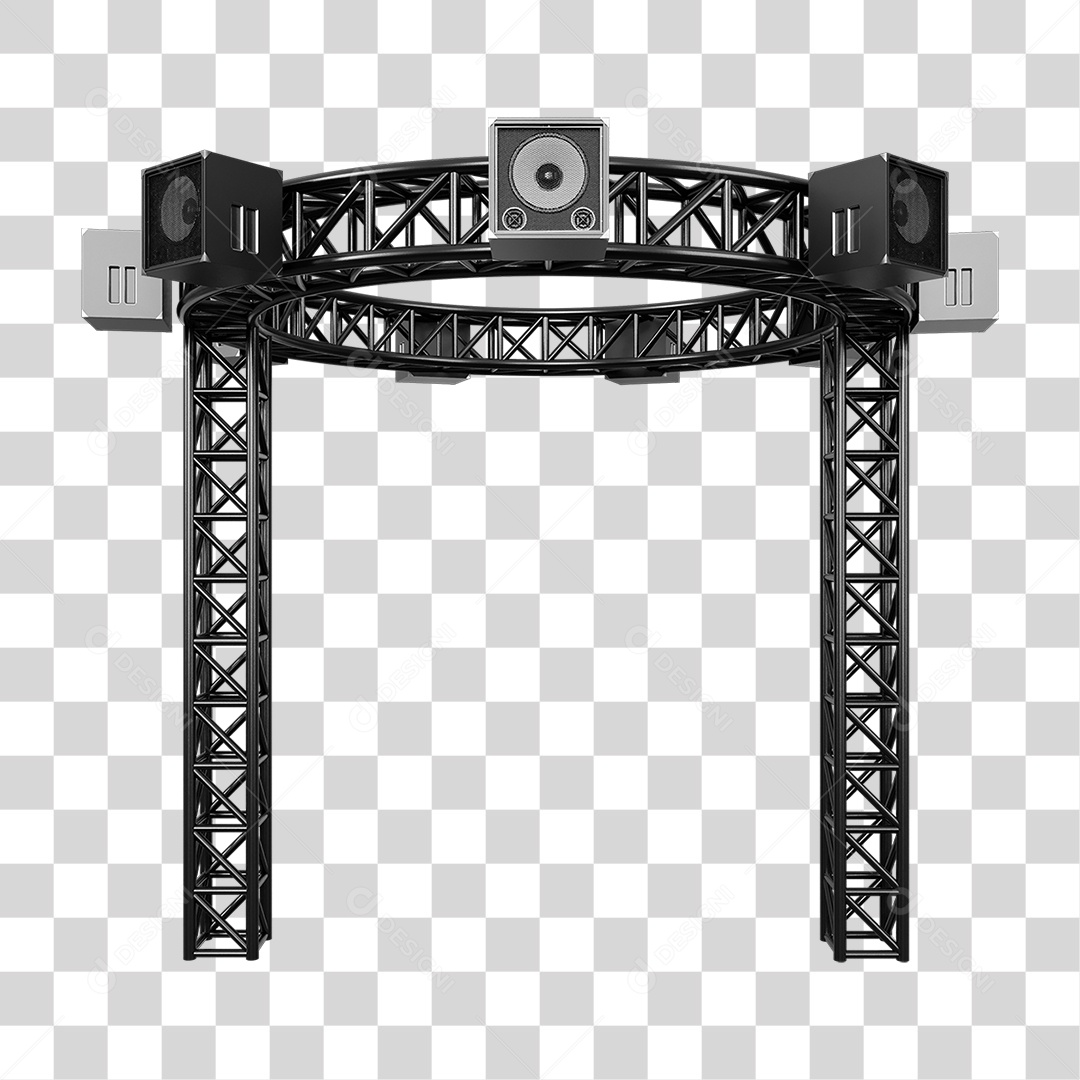 Estruturas Metálicas com Caixas de Som PNG Transparente