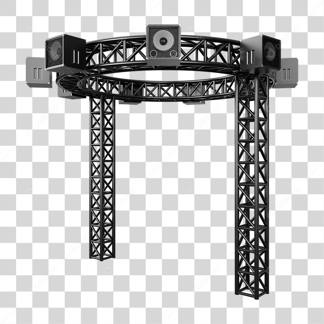 Estruturas Metálicas com Caixas de Som PNG Transparente