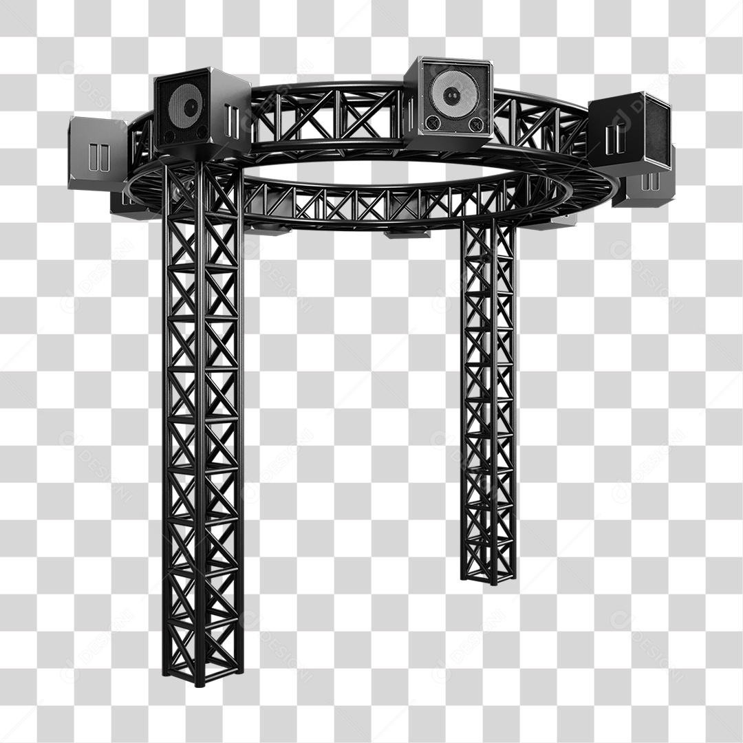 Estruturas Metálicas com Caixas de Som PNG Transparente