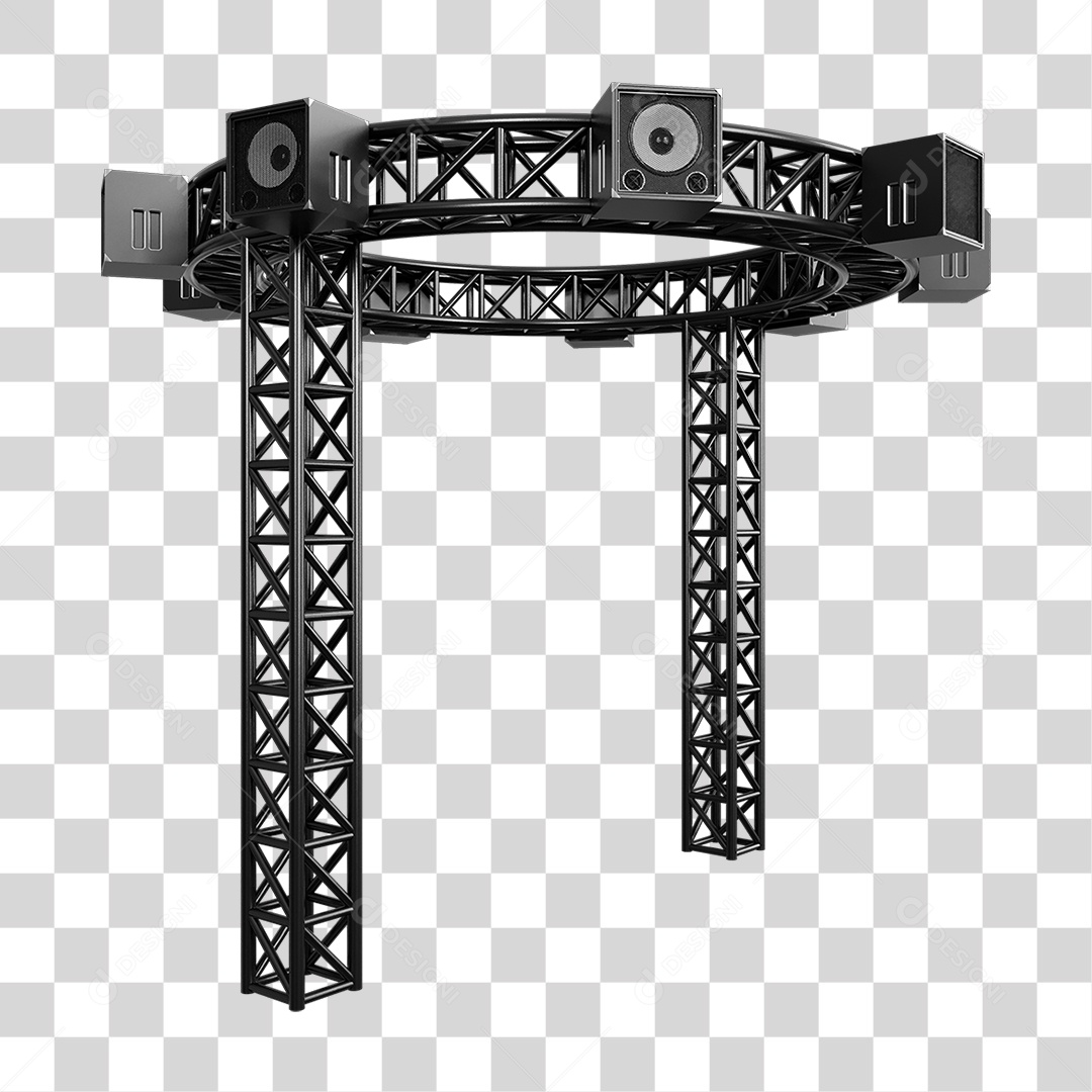 Estruturas Metálicas com Caixas de Som PNG Transparente