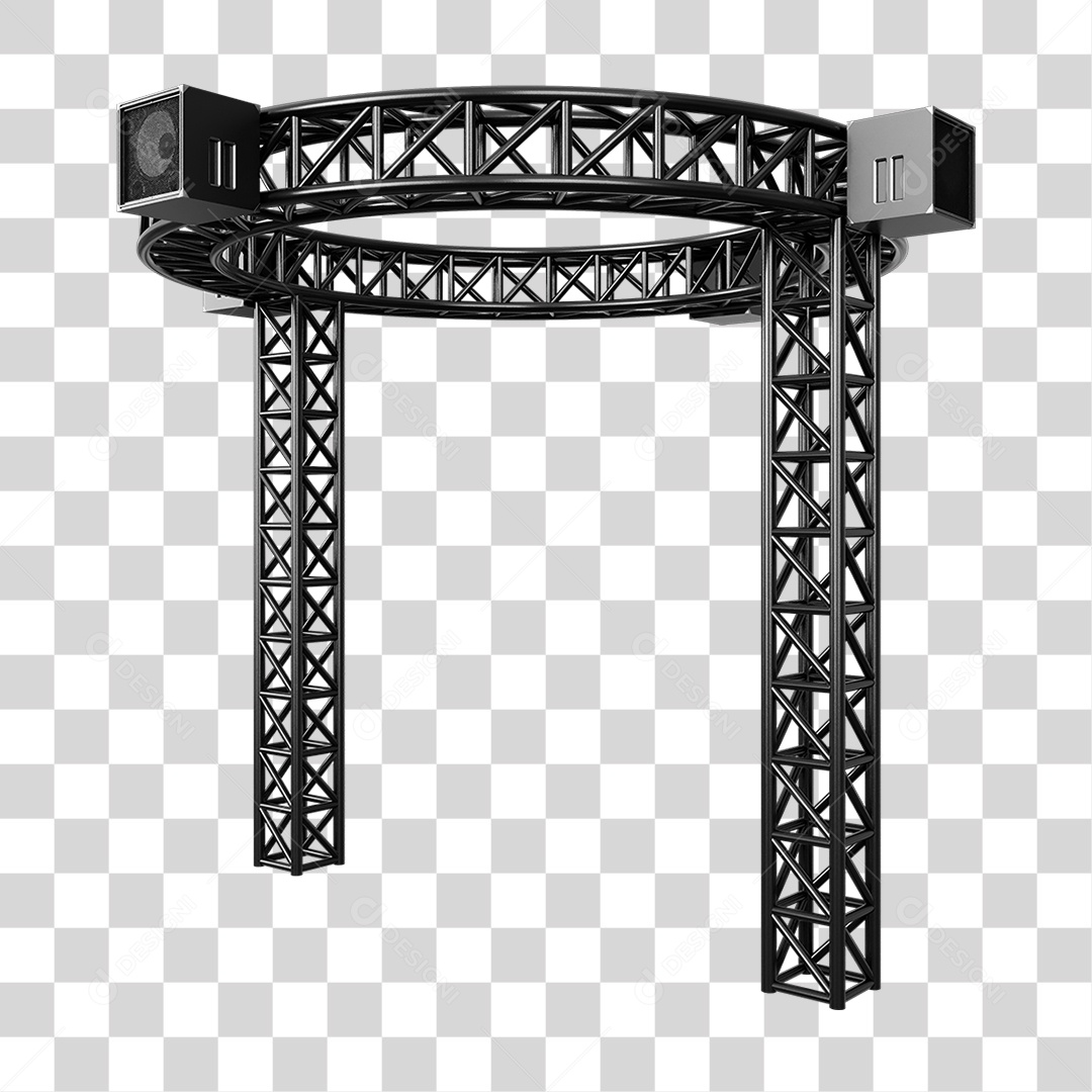 Estruturas Metálicas com Caixas de Som PNG Transparente