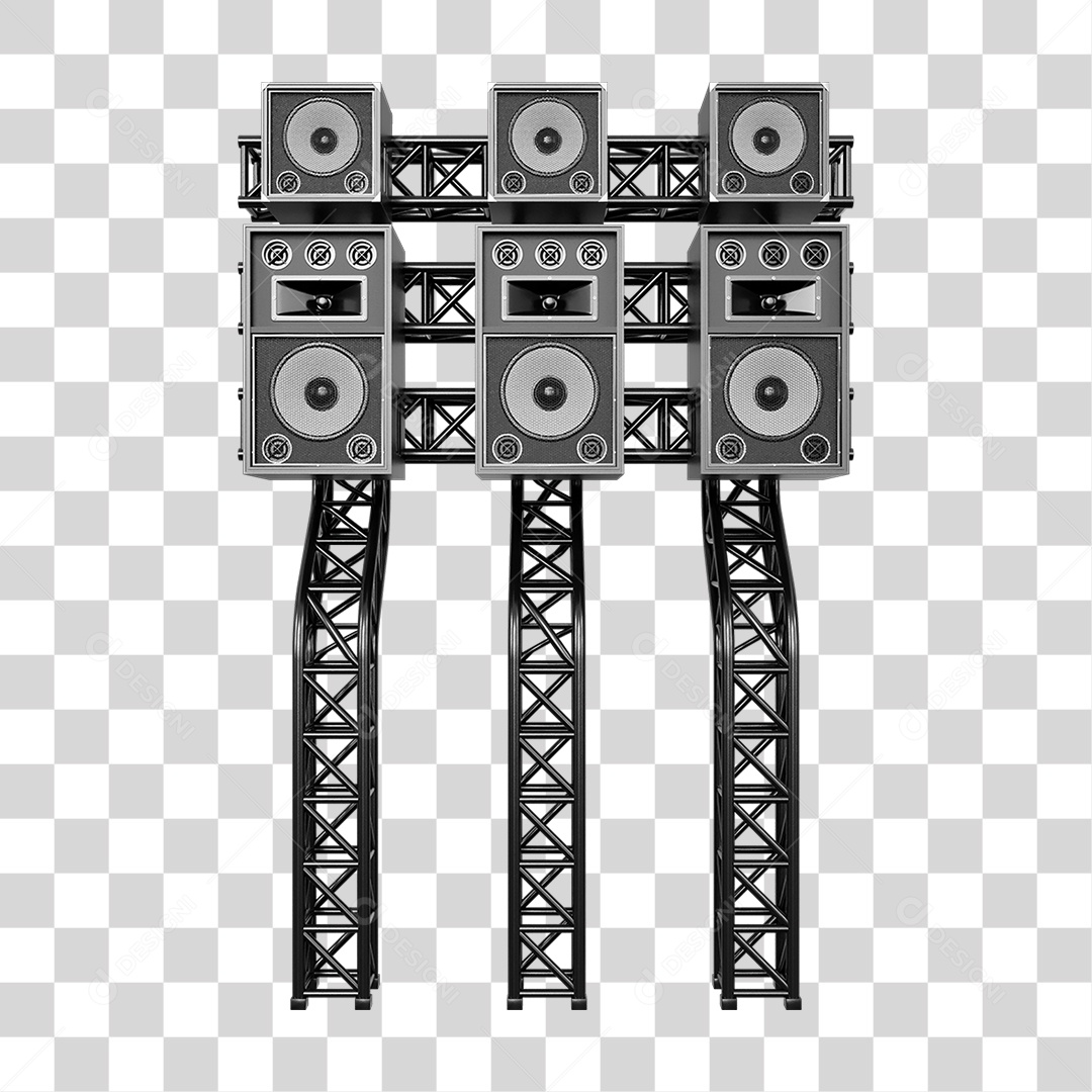 Estruturas Metálicas com Caixas de Som PNG Transparente