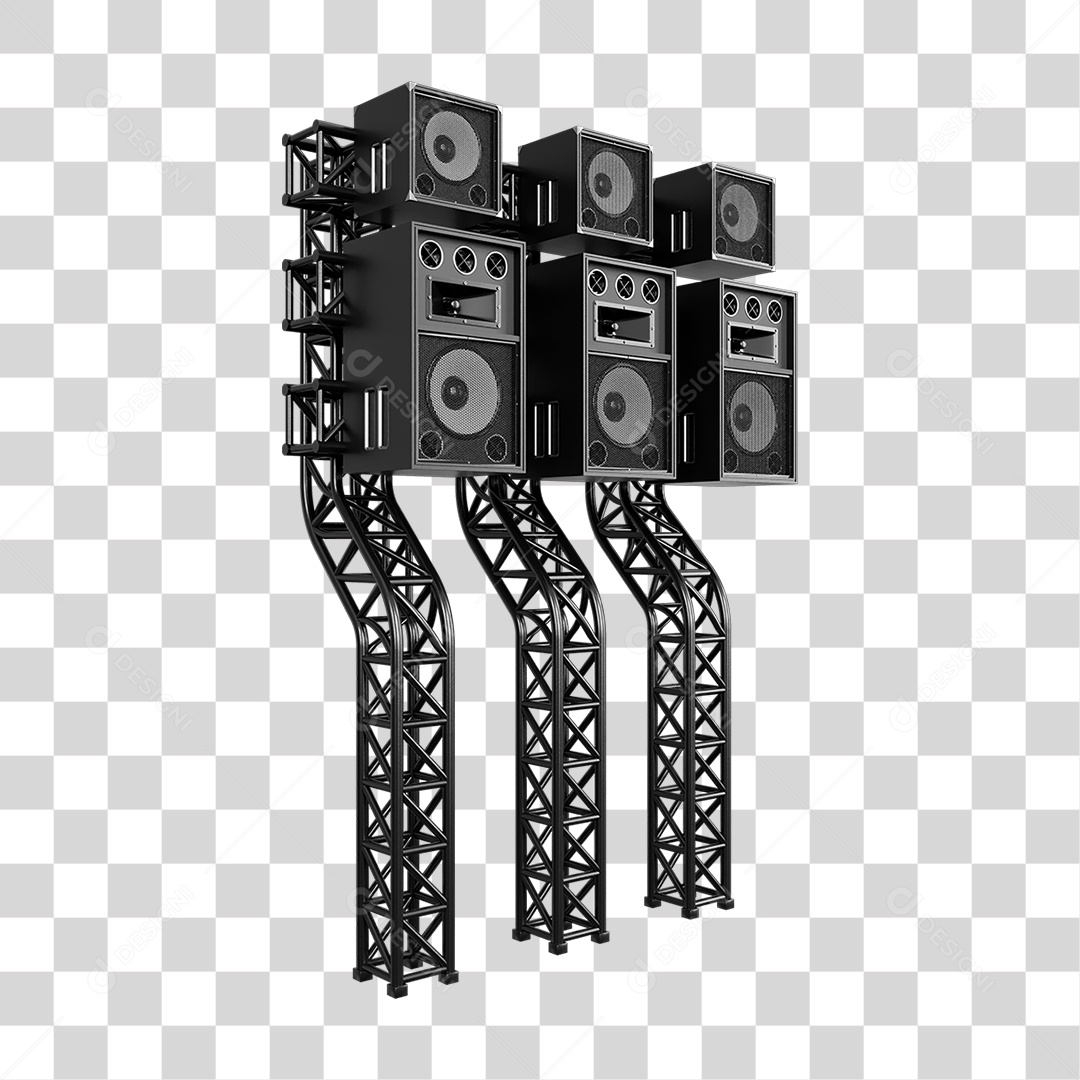 Estruturas Metálicas com Caixas de Som PNG Transparente