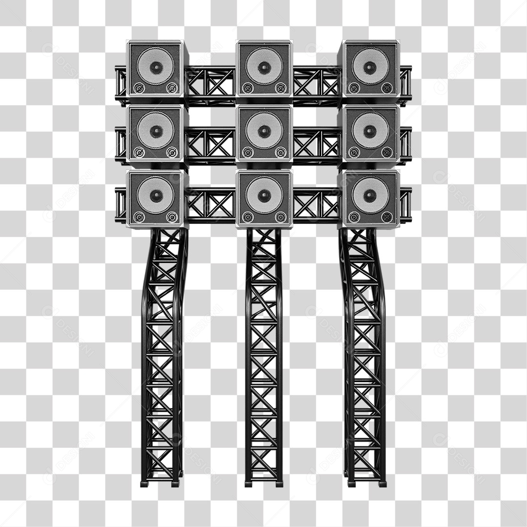 Estruturas Metálicas com Caixas de Som PNG Transparente