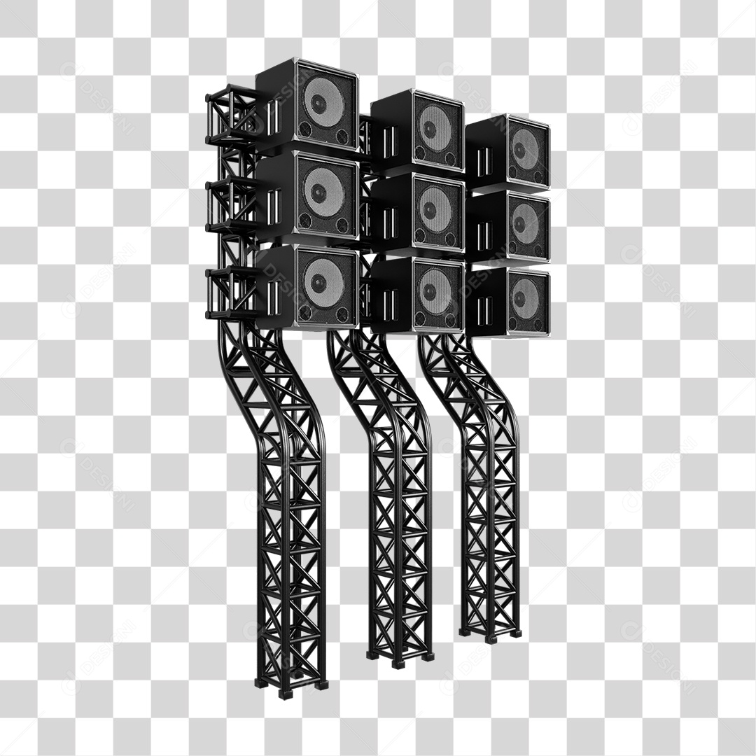 Estruturas Metálicas com Caixas de Som PNG Transparente