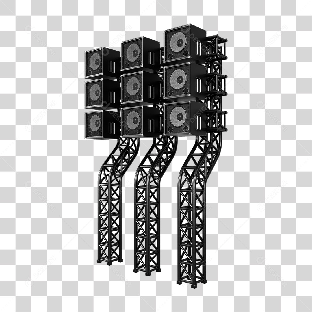 Estruturas Metálicas com Caixas de Som PNG Transparente