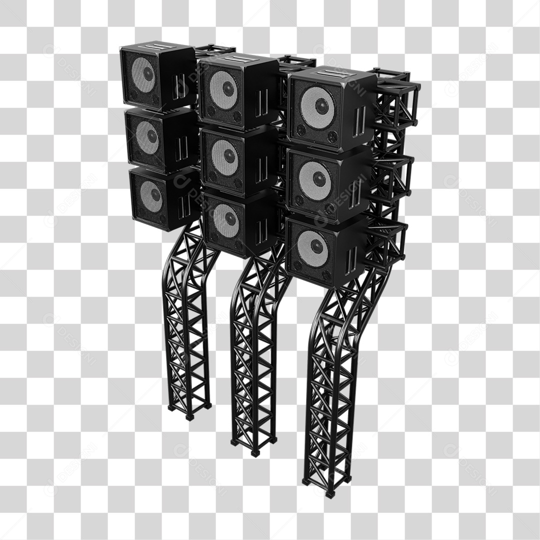 Estruturas Metálicas com Caixas de Som PNG Transparente