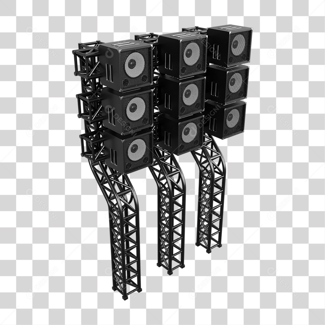 Estruturas Metálicas com Caixas de Som PNG Transparente