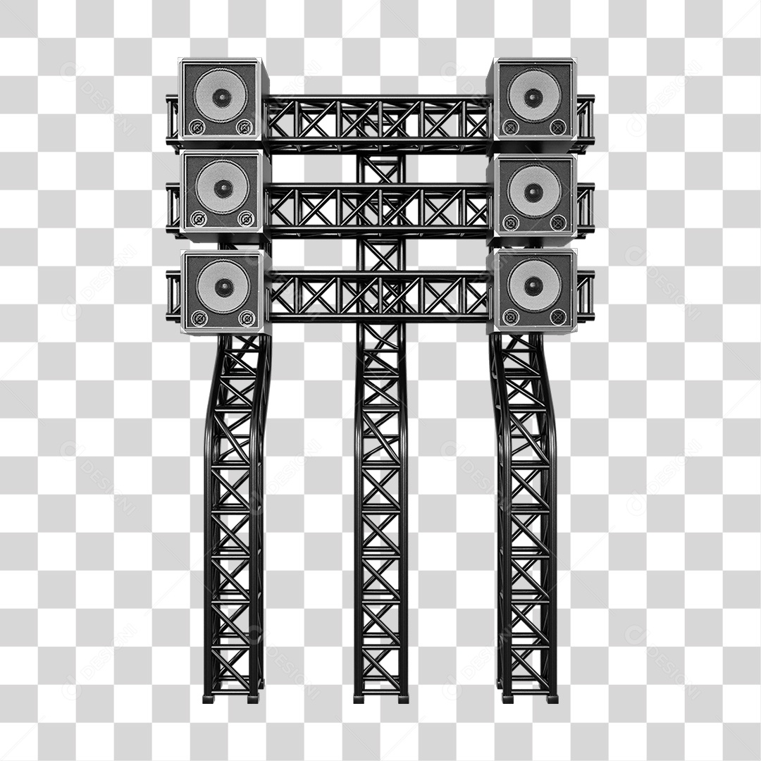 Estruturas Metálicas com Caixas de Som PNG Transparente