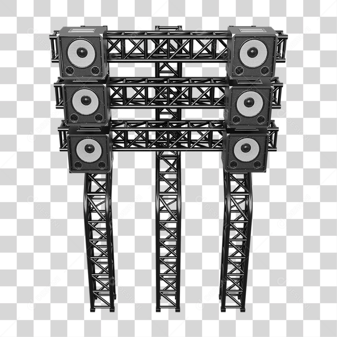 Estruturas Metálicas com Caixas de Som PNG Transparente
