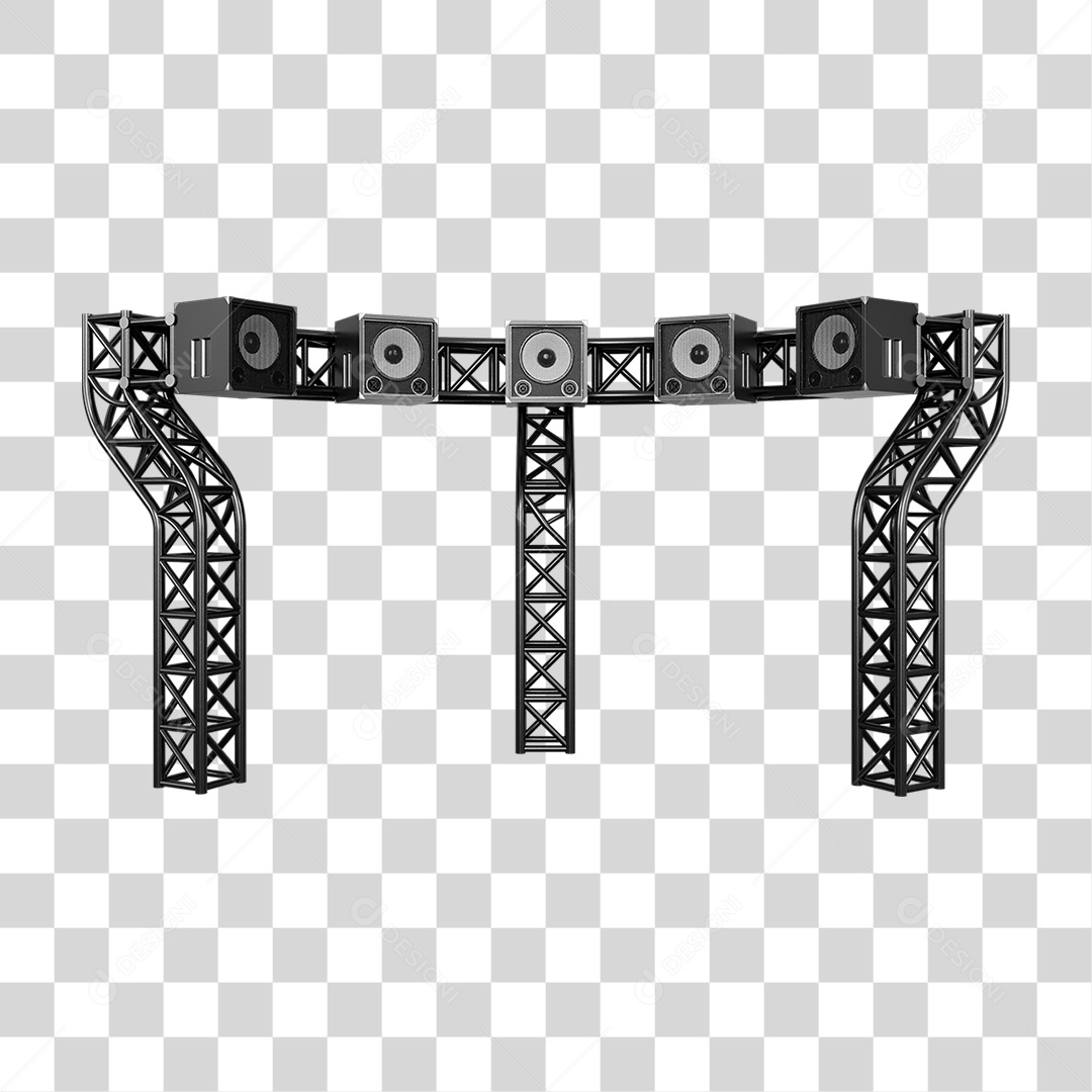 Metal Structures with Transparent PNG Speakers