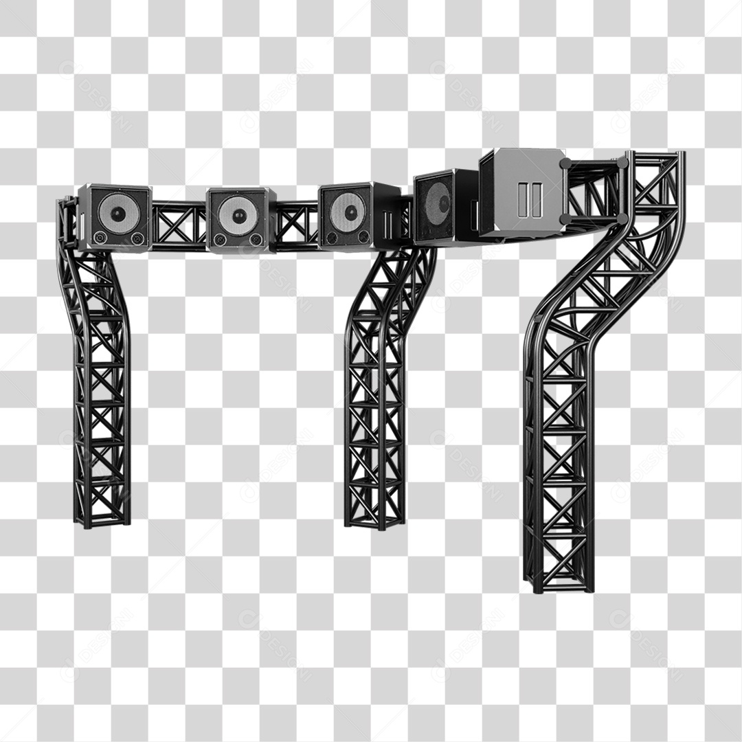 Estruturas Metálicas com Caixas de Som PNG Transparente
