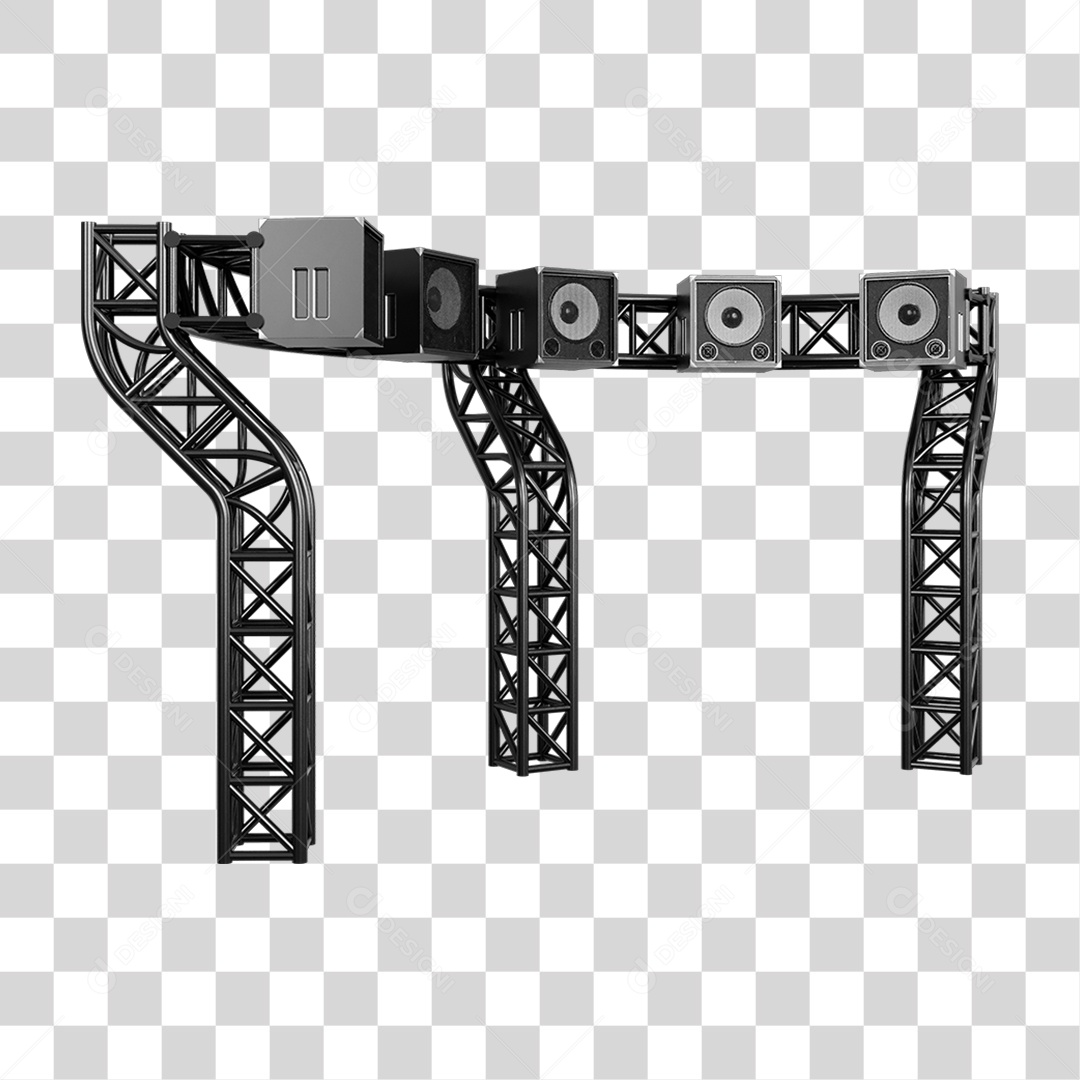 Estruturas Metálicas com Caixas de Som PNG Transparente