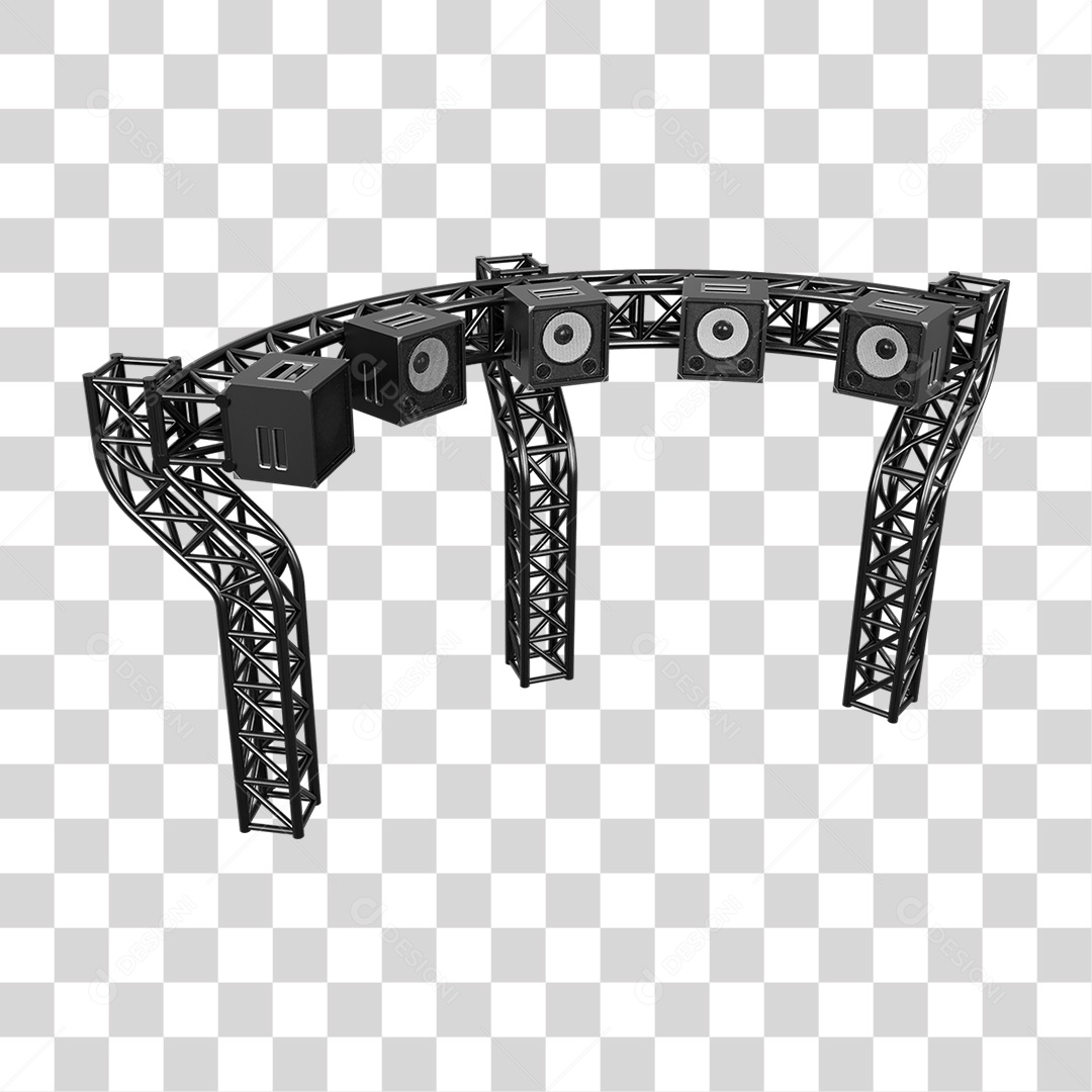 Estruturas Metálicas com Caixas de Som PNG Transparente