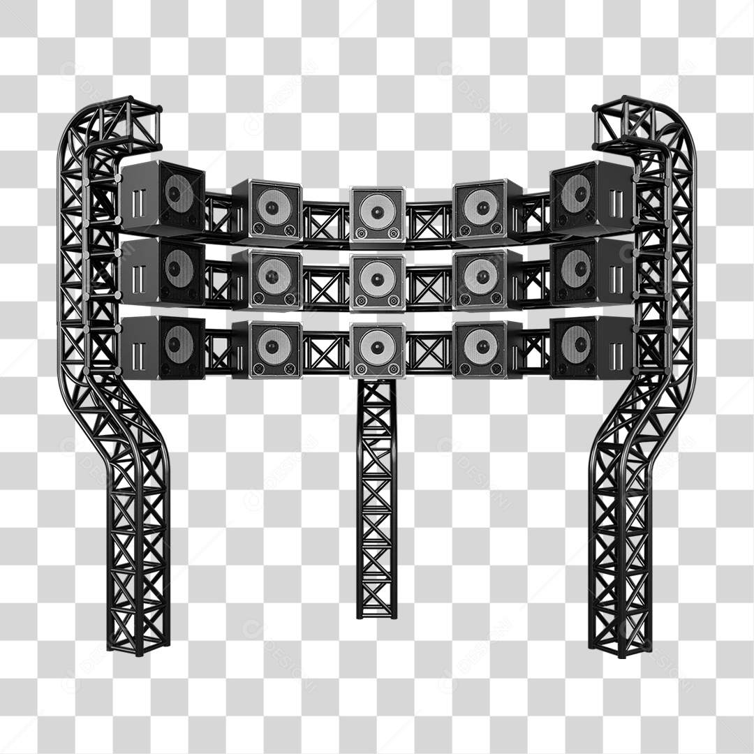 Estruturas Metálicas com Caixas de Som PNG Transparente