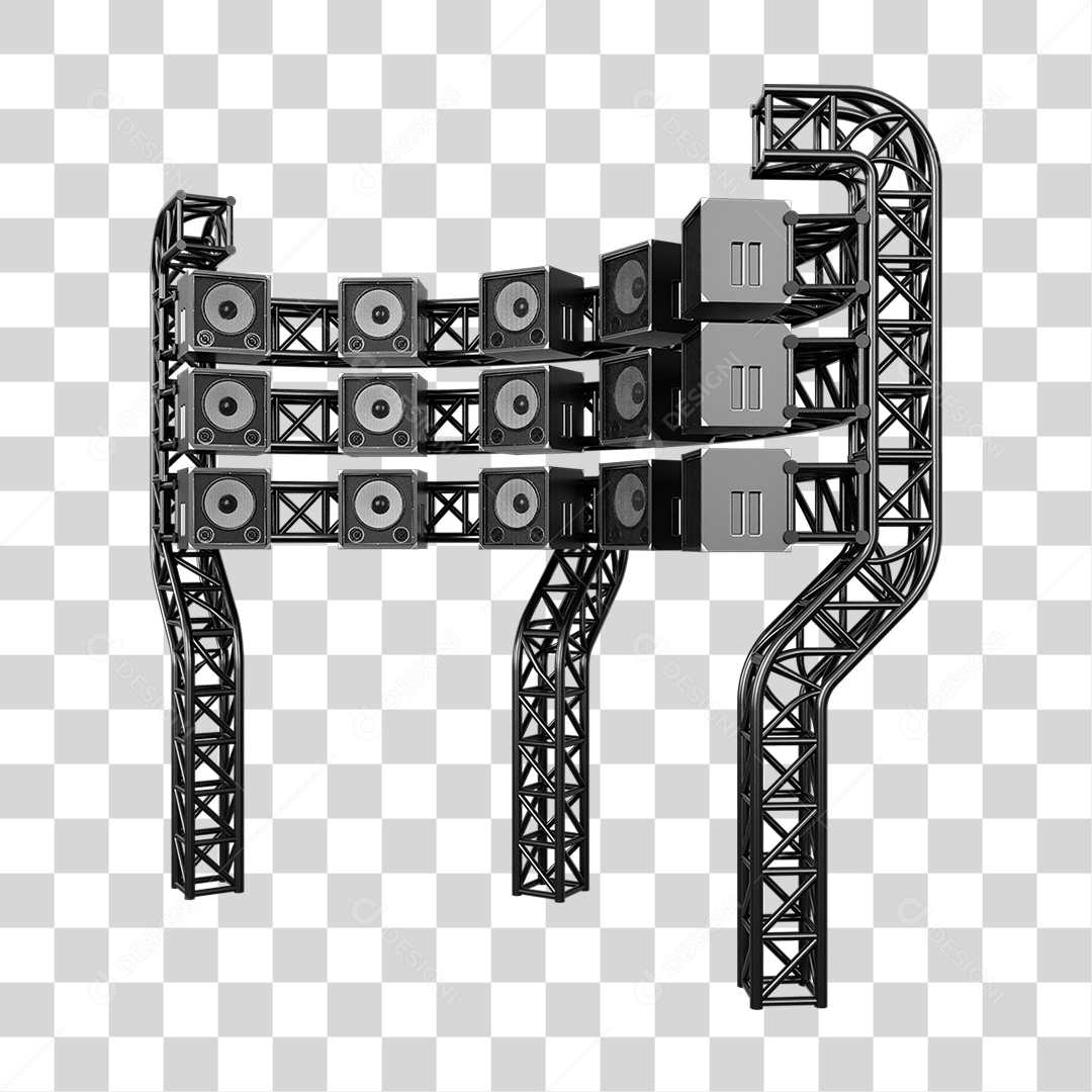 Estruturas Metálicas com Caixas de Som PNG Transparente
