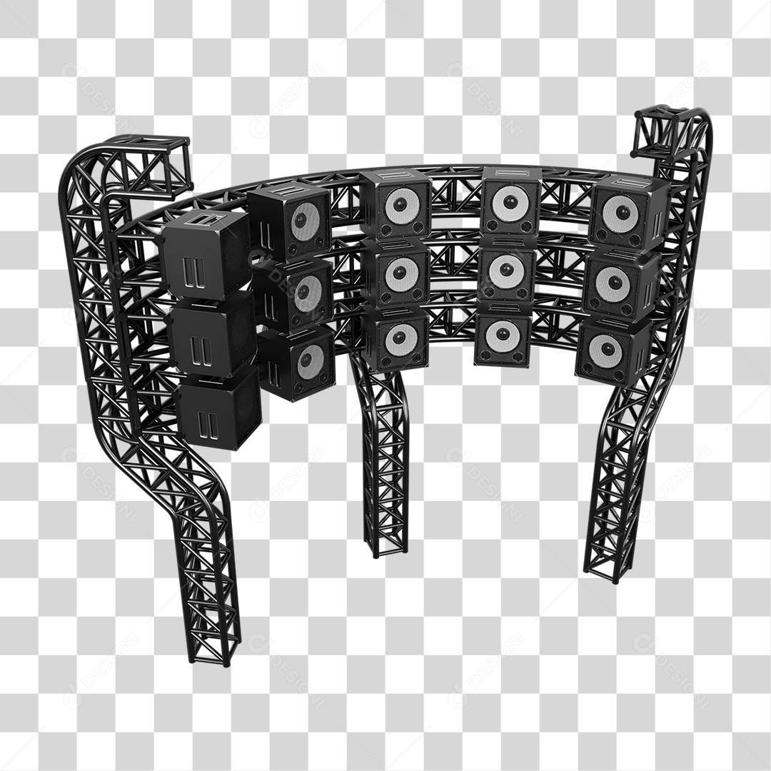 Estruturas Metálicas com Caixas de Som PNG Transparente