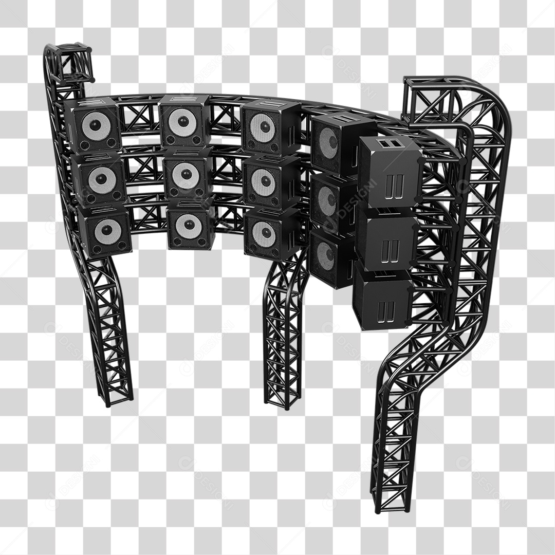 Estruturas Metálicas com Caixas de Som PNG Transparente