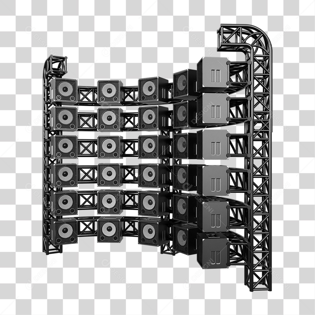Estruturas Metálicas com Caixas de Som PNG Transparente
