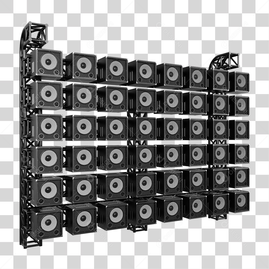Estruturas Metálicas com Caixas de Som PNG Transparente