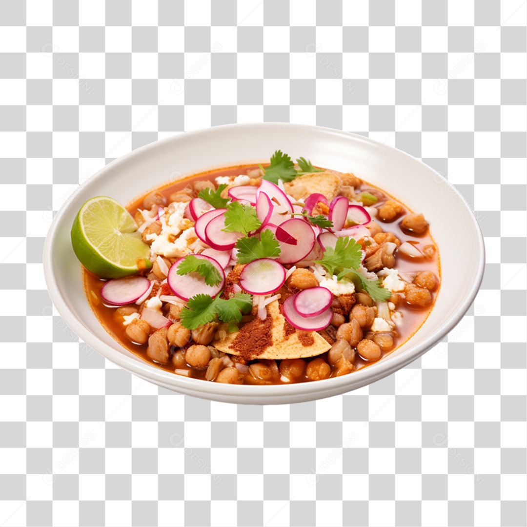 Pozole Prato Porção da Culinária Mexicana PNG Transparente