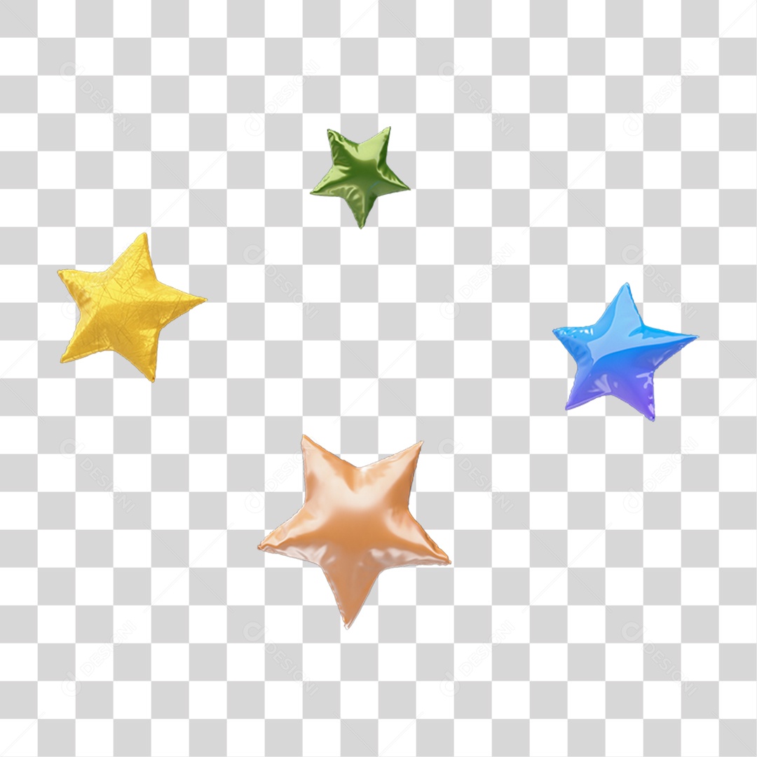Elemento 3D Estrelas Enfeites Decorações PNG Transparente