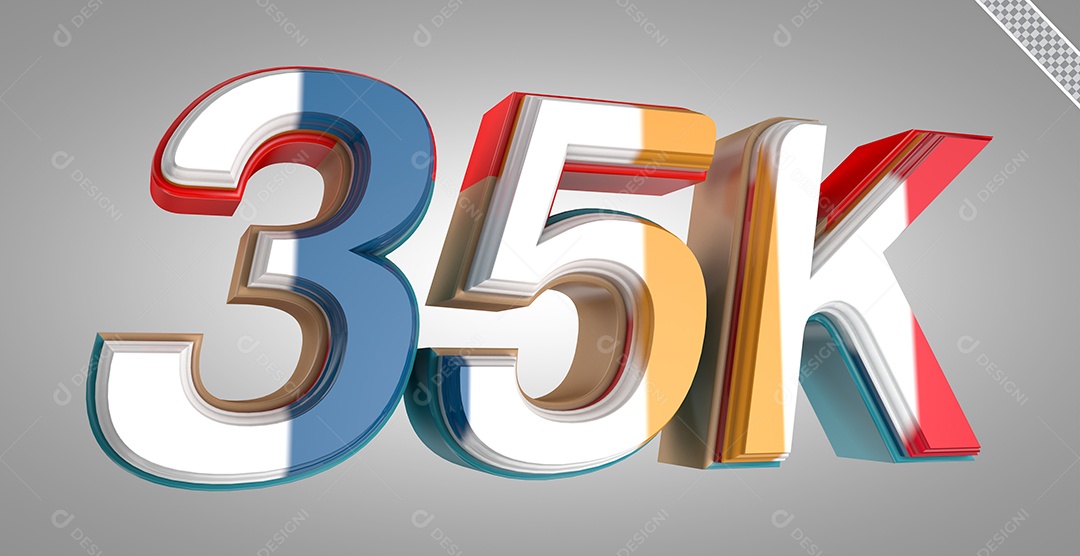 Número 3D 35K Colorido Para Composição PSD