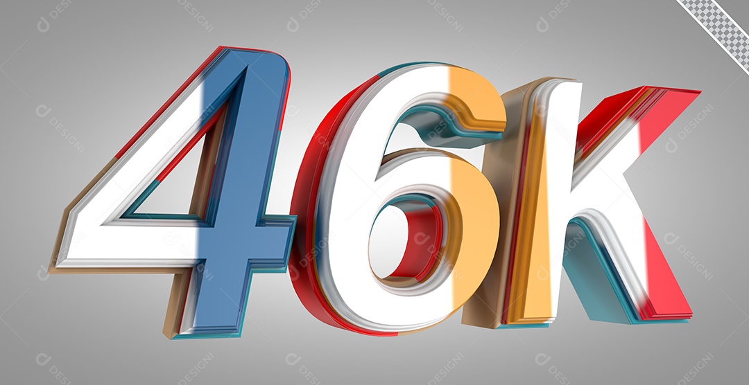 Número 3D 46K Colorido Para Composição PSD