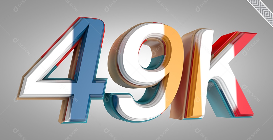 Número 3D 49K Colorido Para Composição PSD