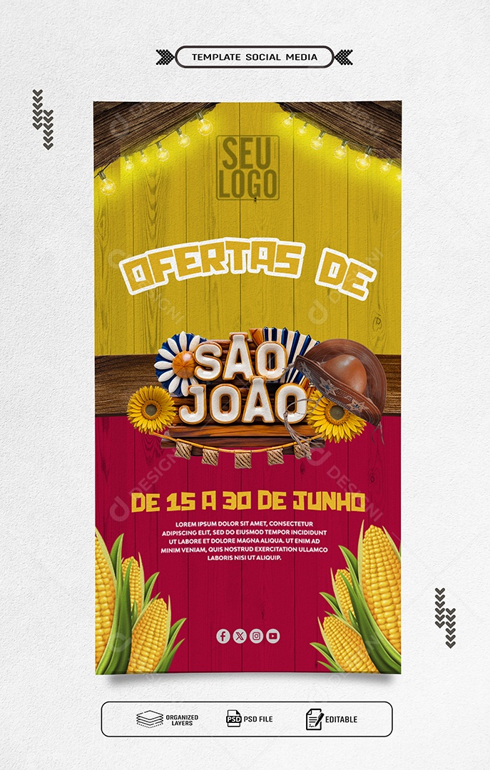 Story Ofertas de São João de 15 a 30 de Junho Social Media PSD Editável