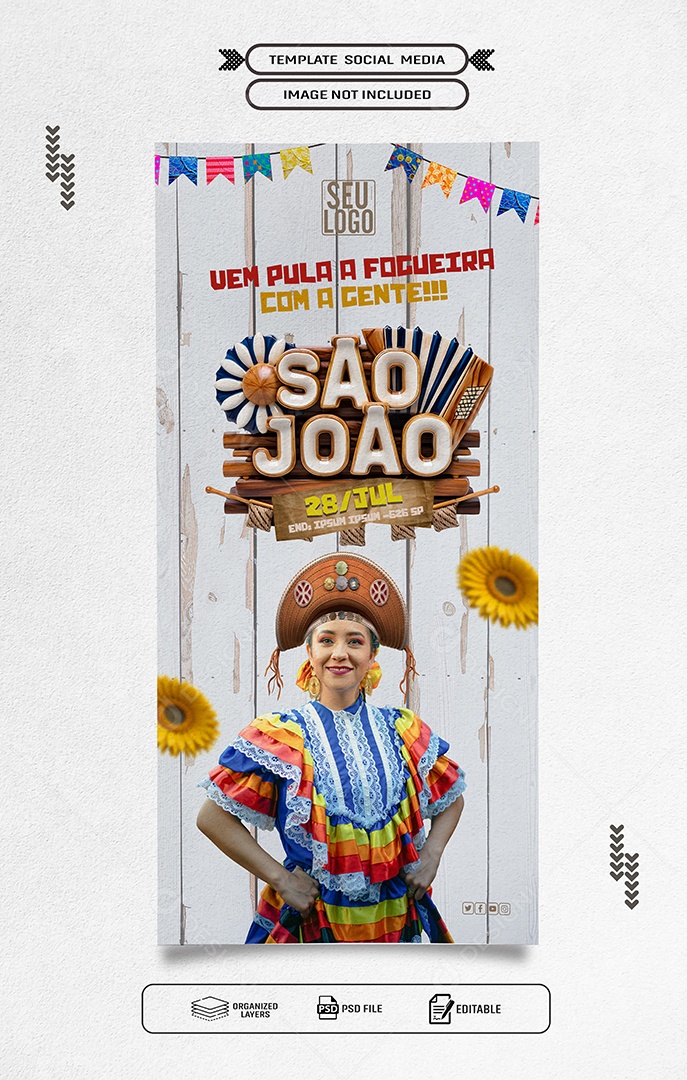 Story São João Vem Pula a Fogueira com a Gente Social Media PSD Editável