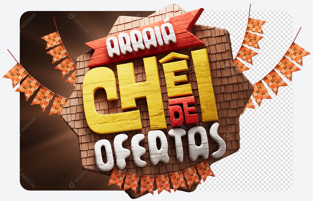 Arraiá de Ofertas Selo 3D para Composição PSD