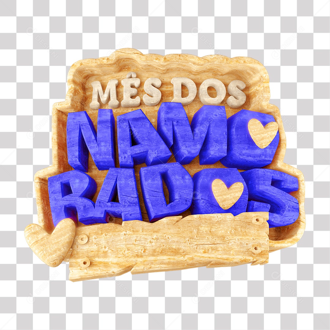 Mês dos Namorados Selo 3D Colorido para Composição PNG Transparente